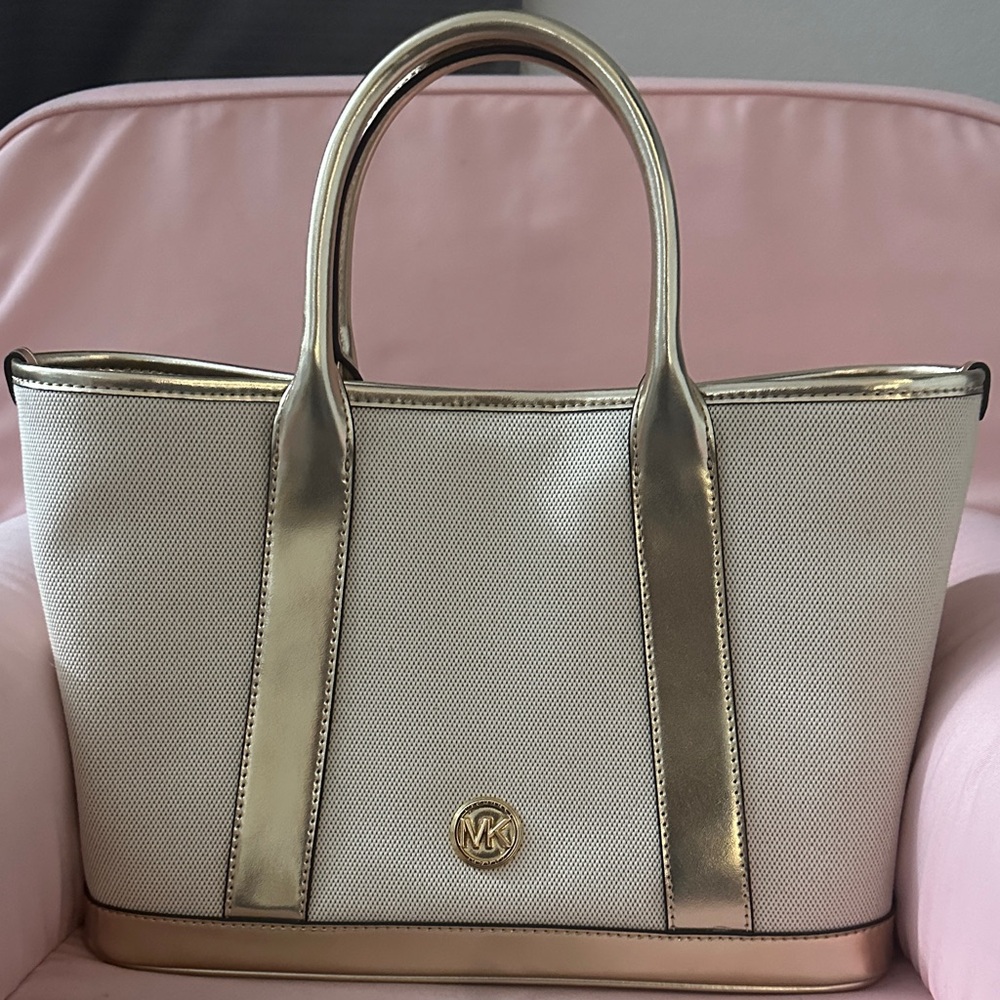 Michael Kors Cream and Gold Tote